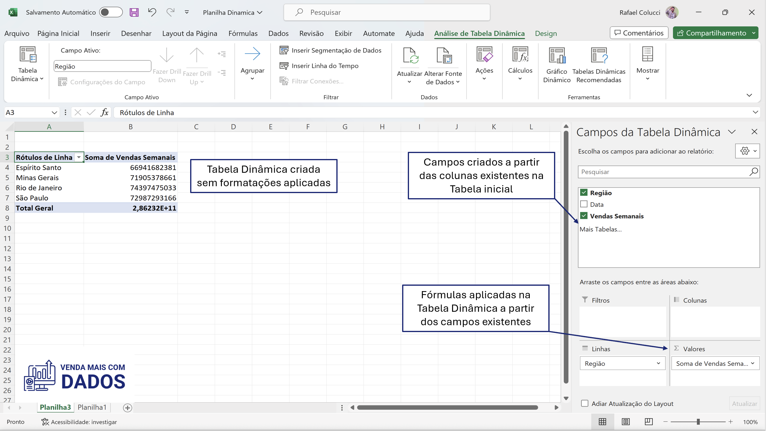 Tabela Dinâmica Excel passo a passo e seus recursos