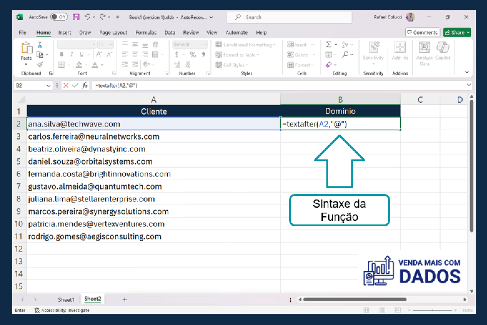Novas Funcionalidades de Texto no Excel função textafter Sintaxe