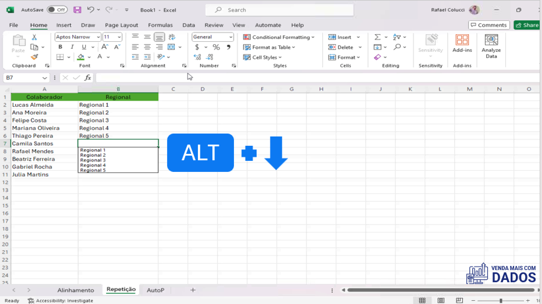 3 Tópicos de Produtividade no Excel lista de valores da coluna