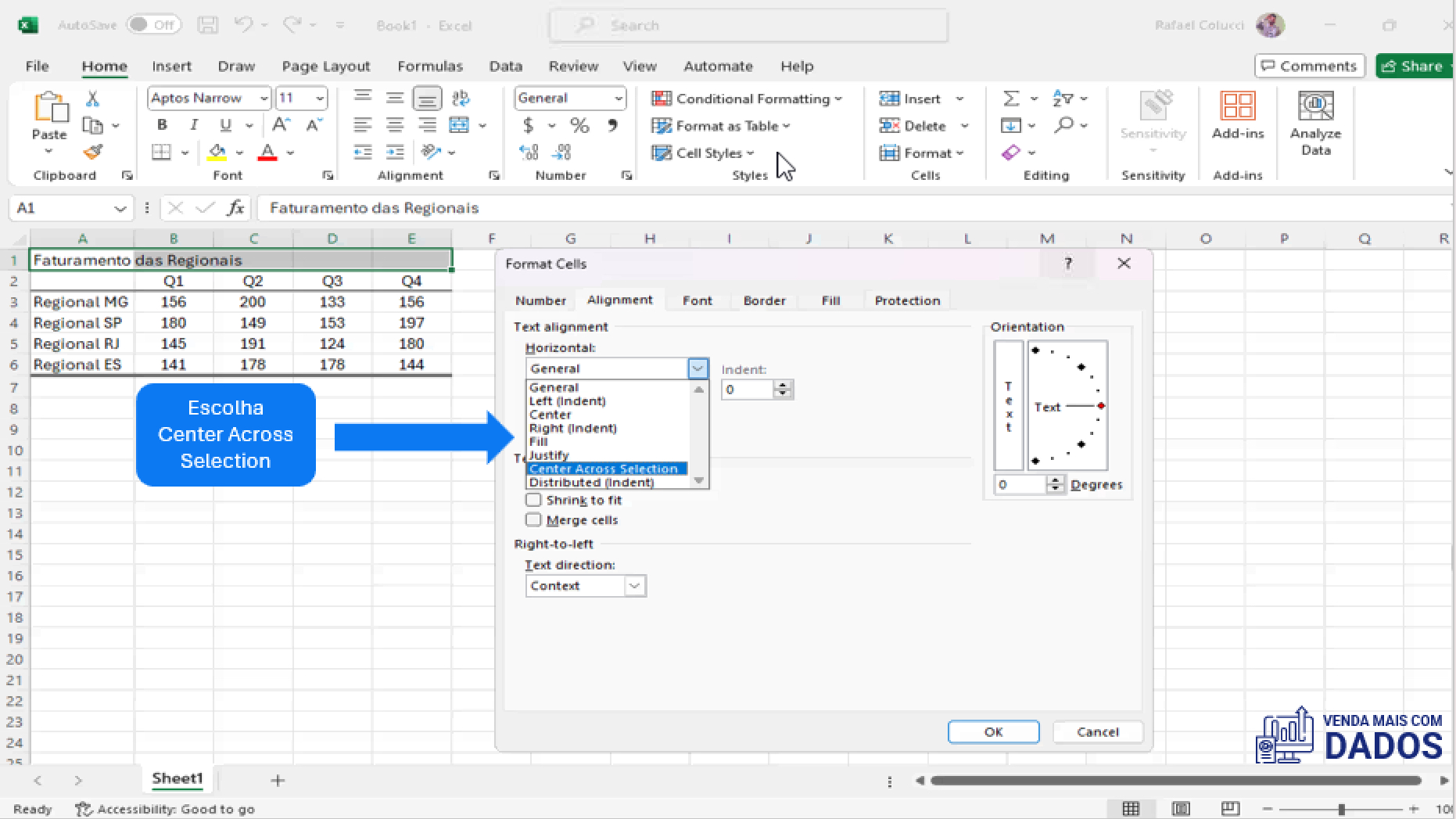 3 Tópicos de Produtividade no Excel Com alinhamento de células 